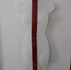 Decorative Leather Belt with Colorful Beaded Stud Accents